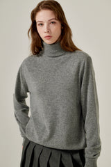Cashmere turtle neck knit (Grey)