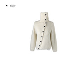 Juke diagonal button high neck knit