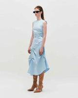 DOZI - Sleeveless Pinched Long Dress _ SKY BLUE