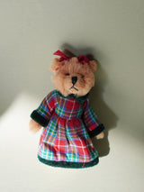 Christmas Teddy Bear Keyring - Check Dress