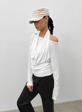 [MADE] Shamo Drape Halter Layered Long Sleeve Tee
