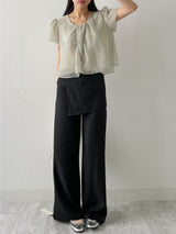 Organza Plain Layered Short Sleeve Blouse