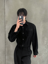 Washed denim shirt jacket