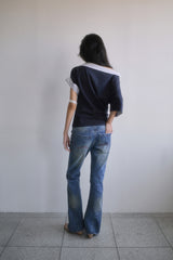 26SS★ OFF-SHOULDER SHIRT LAYERED UNBALANCED T-SHIRT