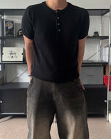 ORマッスルヘンリーネックショートスリーブニット