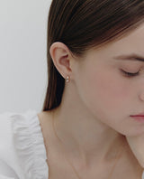 26SS★ Champagne Full Moon Silver Grip One-Touch Earrings S