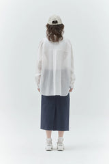 KIRSH PLAIN SEE THROUGH LOOSE FIT SHIRT - WHITE  