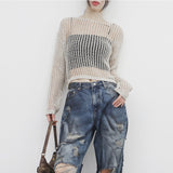 a see-through cropped knitwear