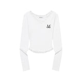 SUNNIOR LACE V-NECK LONG SLEEVE T (3Color)