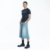 Star 8-part denim bermuda pants - LIGHT BLUE