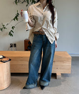 [4season] Wide roll up denim pants(3color)