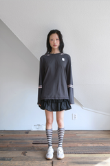 SAILOR COLLAR PRINTING T-SHIRT CHARCOAL