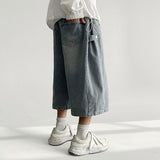 Ake waistband side snap denim Bermuda pants (3 colors)