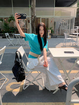 Color Back Open Loose Fit Short-Sleeved T-shirt