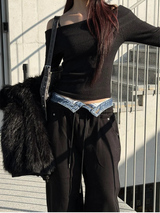 Slim fit off shoulder long sleeves(8color)