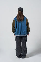 Overpatch Denim Varsity Jacket - KHAKI
