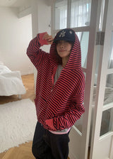 STRIPE WASHING HOOD ZIP-UP (2color)
