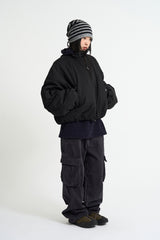 Coated crop padding blouson