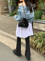 [MADE]ドットプリーツロングブーツカットパンツ