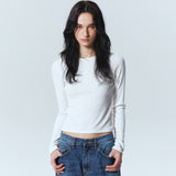 RIBBED SEMI CROP ROUND TOP_IVORY