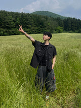リボルバーナイロン半袖シャツ – M, L (3 Colors)