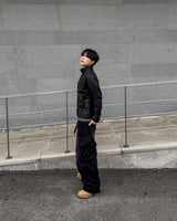 Kale Panel High-Neck Leather Jacket