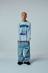 Street league artwork damage washing over-crop fit long sleeve (Melange)