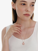 26SS★ [Premium Plating] Pennysense AB(P) Coin Necklace Pink Opal
