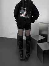 american flag overfit hood(unisex / fleece-lined)