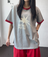 Lett Contrast Letter Tattoo Patch Short-Sleeve Tee 3color