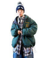 Oversized Two-Way Washed Puffer Jacket (6oz)