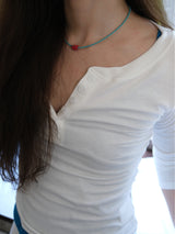 3/4 Rib Henley Neck Button T (White)