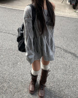 Strap leather long boots