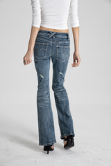 SEXXDEVIL White-Stitch Leopard Washed Jeans