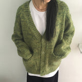 [MADE] シャベルボカシオーバーフィットブラッシュウィンターニットカーディガン