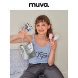 muva. Original Square Genuine‑Leather Bucket Bag for Women, New Cross‑body & Shoulder Handbag, High‑Texture 2024, New Arrival Jun 1