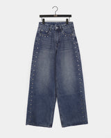 Bolf rivet point wide denim pants
