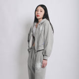CHRYSTHEMUM HOODIE ZIP UP (GREY)