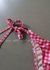 Gobang Checkered Cover-Up Backless Bikini