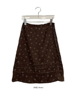 Ebony Flower Pintuck Midi Skirt