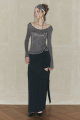 CUT-OUT LONG SKIRT black