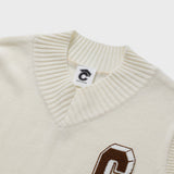 3D C Patch Ivory Knit Vest [Unisex]