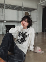 レムプリントロングスリーブTシャツ