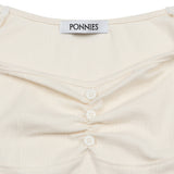 DEAR SHIRRING BUTTON TOP (CREAM)