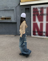 Back damage denim pants