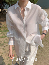 Oversized fit see-through shirt(4color)