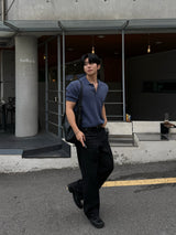 Robe skash collar short-sleeved knitwear
