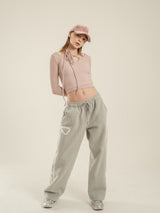 [FW ver] SWEET RIBBON SWEAT PANTS - GRAY/WHITE