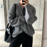  Isabelle Vienna V-Neck Loose Fit Ribbed Long Sleeve Knit