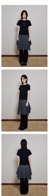 CAT GIRL SLIM T SHIRT - BLACK